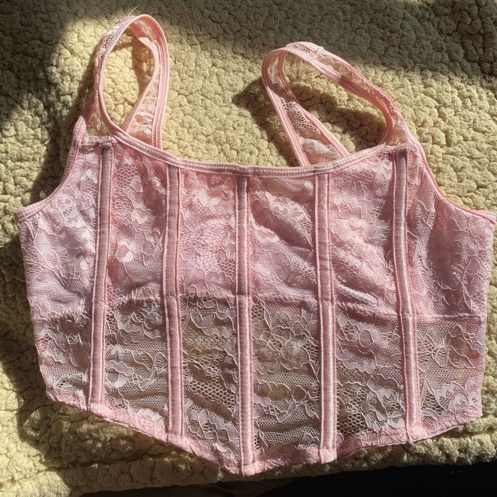 Charlotte Russe light pink lace corset tank top
